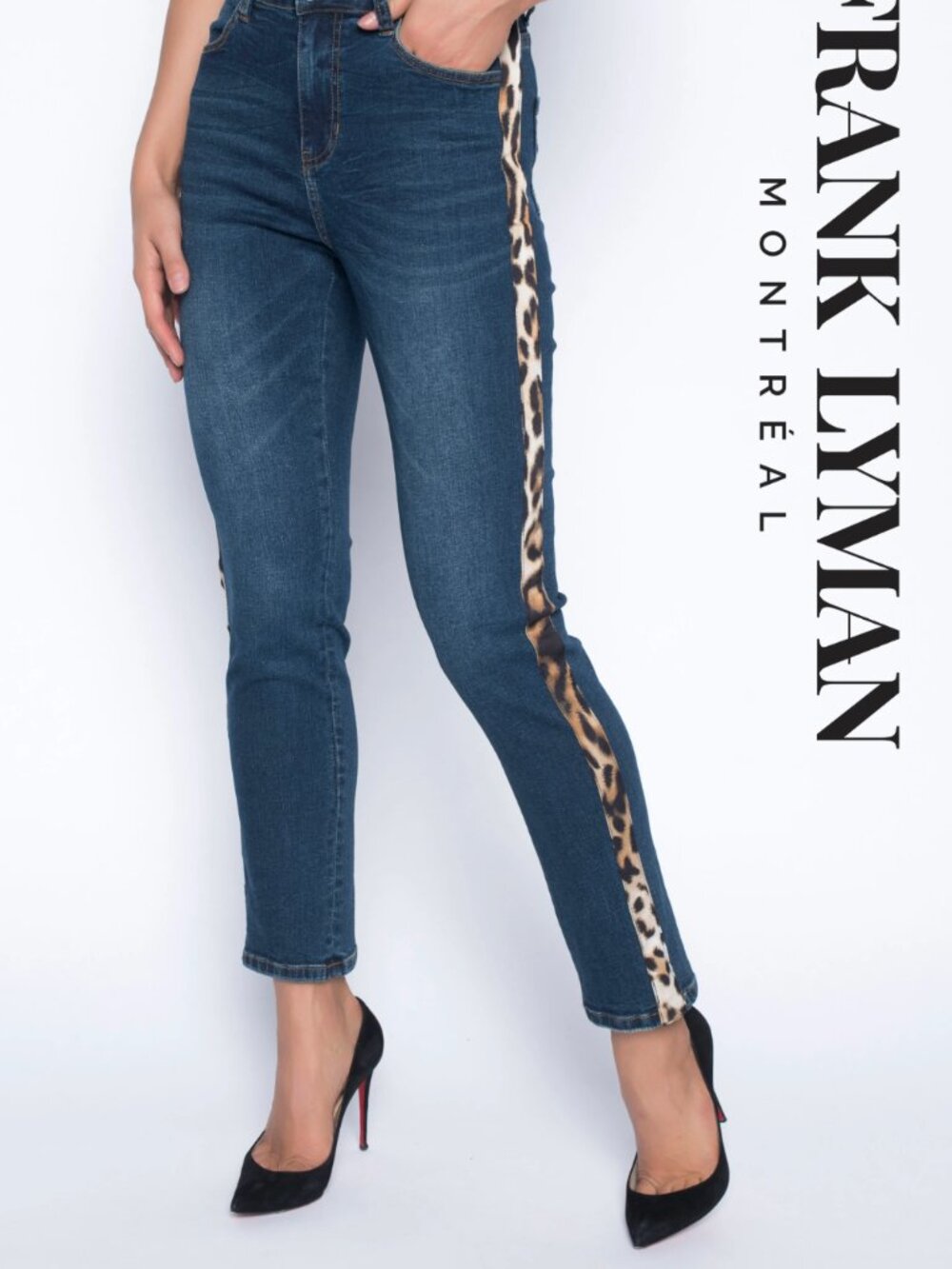 Frank Lyman Slim Jean with Leopard Print Detail